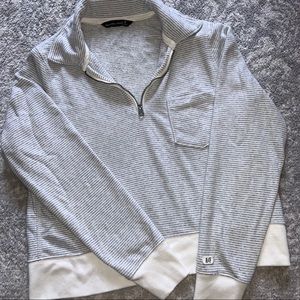 A&F cropped quarter zip striped sweater